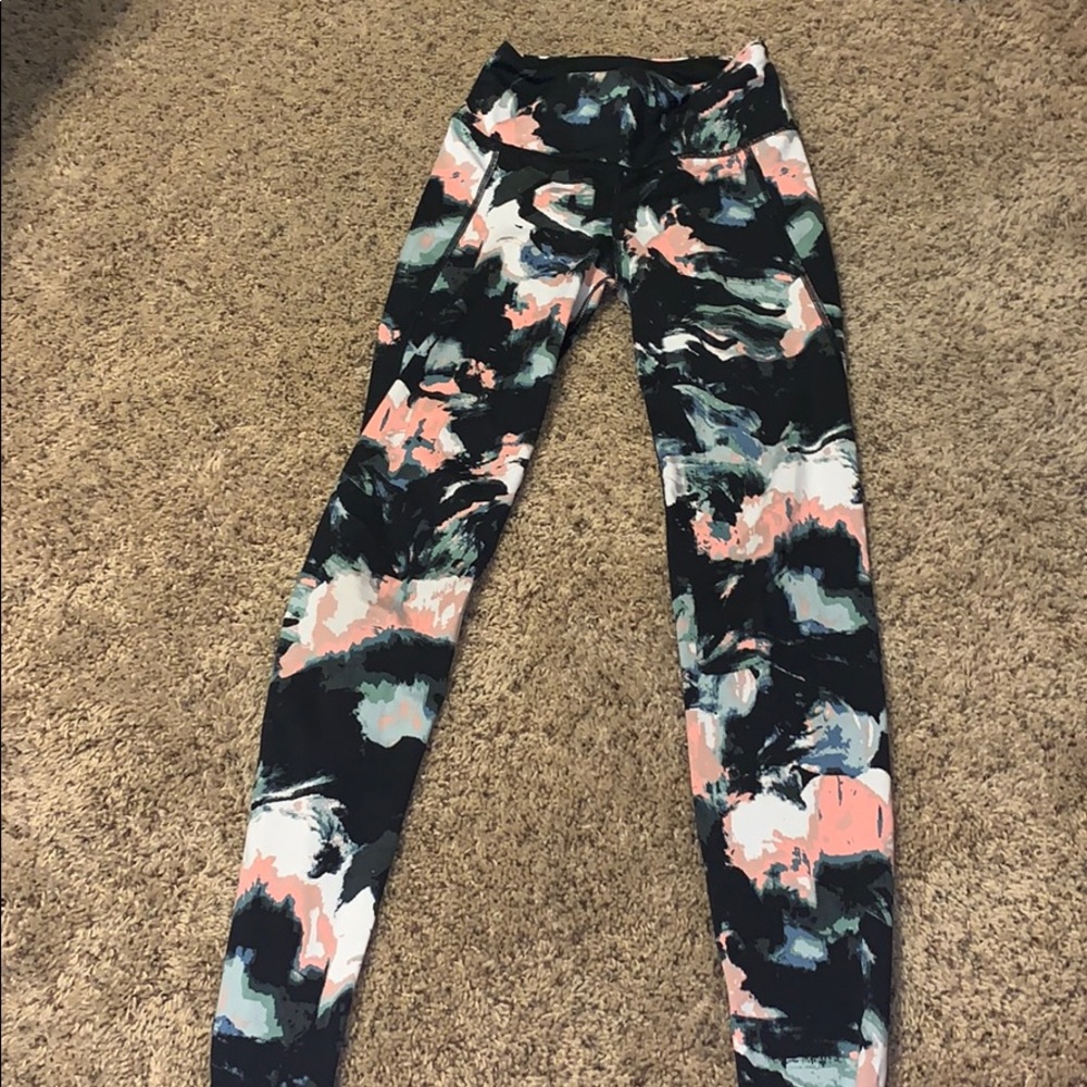 black leggings with multi color detail
